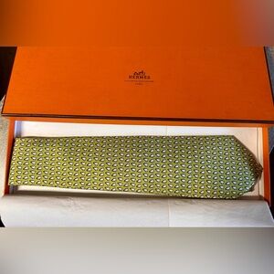 Hermes Silk Necktie with box. Brand new. Penguin design